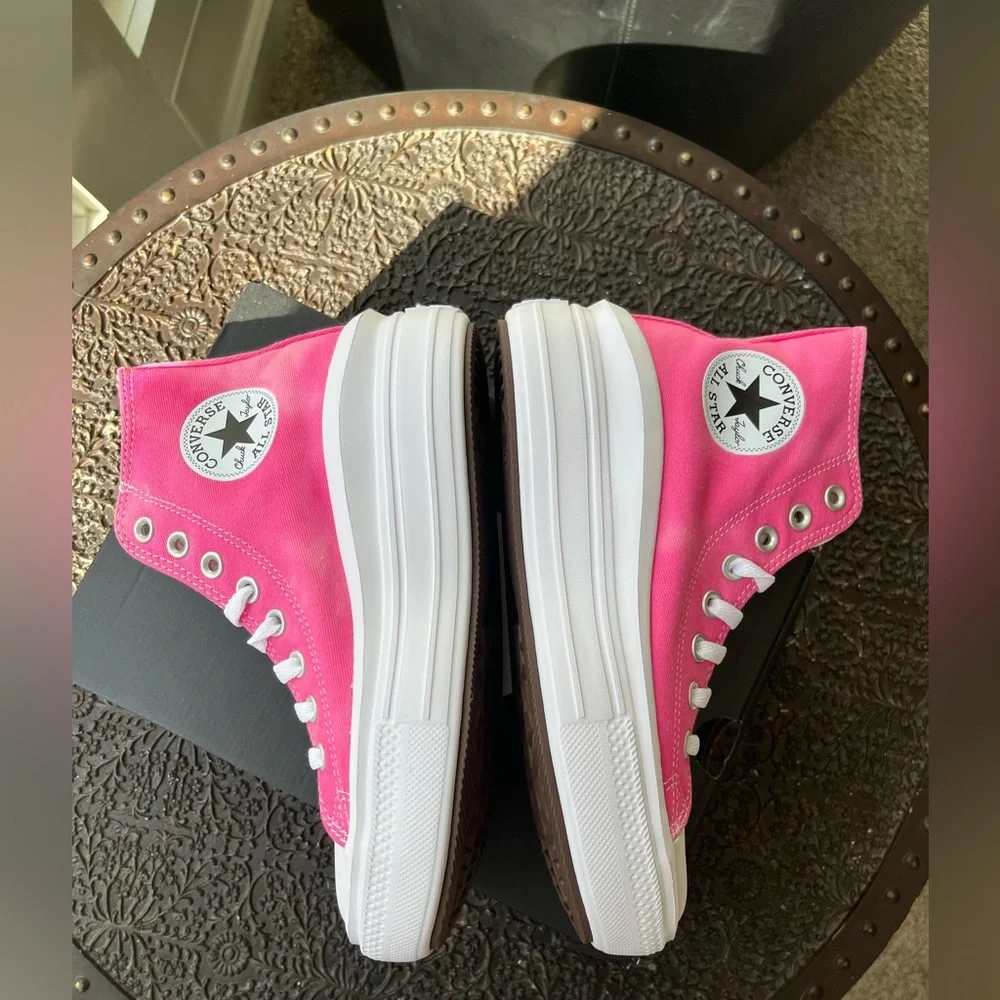 CONVERSE ALL STAR CHUCK TAYLOR MOVE PLATFORM SNEAKERS FUCHSIA CHAOS 5.5 7.5 - Picture 7 of 11